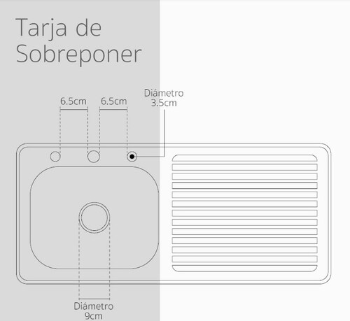 Fregadero Tarja Sobreponer Una Tina Lado Derecho Escurridor ST-8050RH.