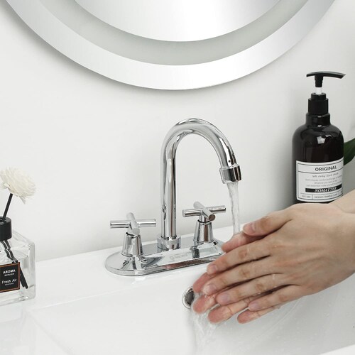 SP-40002 Mezcladora Llave Lavabo Baño Inoxidable Cuello 360 Grados 4'.