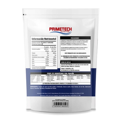 Proteína aislada e hidrolizada ISO-H Chocolate Bolsa 713 g 23 serv 31 g c/u