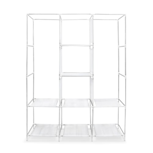 Closet Portátil Gris, Ropero Armable De Tela 3 Puertas Para Ropa