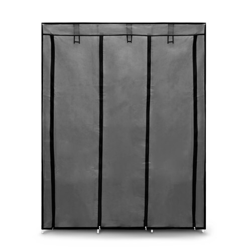 Closet Portátil Gris, Ropero Armable De Tela 3 Puertas Para Ropa