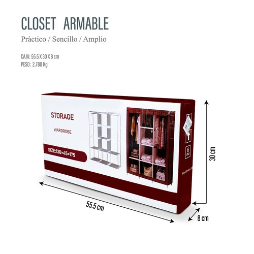 Closet Portátil Gris, Ropero Armable De Tela 3 Puertas Para Ropa