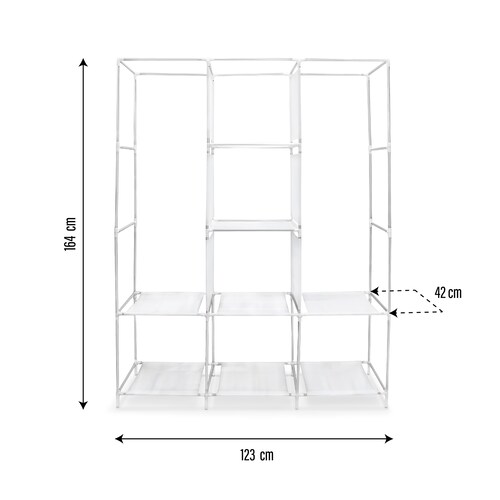 Closet Portátil Gris, Ropero Armable De Tela 3 Puertas Para Ropa