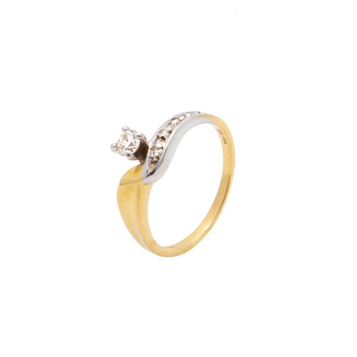 Anillo Diamante 18 Puntos 2 Oros en Oro 14 Kilates. Oro Fino Joyería.