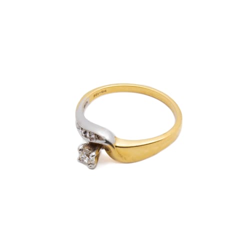 Anillo Diamante 18 Puntos 2 Oros en Oro 14 Kilates. Oro Fino Joyería.