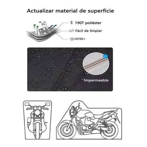 Funda Impermeable Para Motocicleta, Impermeable  Rojo/Negro XL