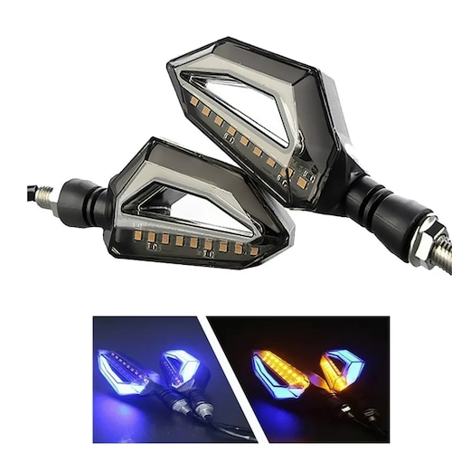 Set 2 Direccionales Focos Faros Led Motocicleta Luces Señal Giro Ambar/Azul