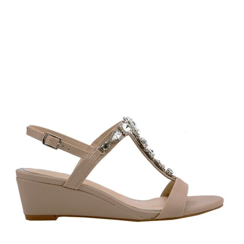 Sandalia de cuña con piedras, color nude, marca Vi Line, mod. 1061433.