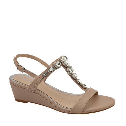 Sandalia de cuña con piedras, color nude, marca Vi Line, mod. 1061433.