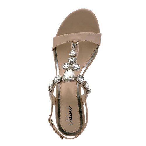 Sandalia de cuña con piedras, color nude, marca Vi Line, mod. 1061433.