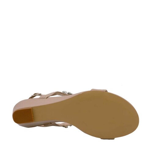 Sandalia de cuña con piedras, color nude, marca Vi Line, mod. 1061433.