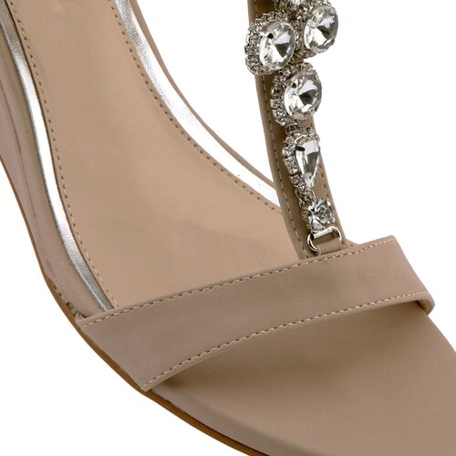 Sandalia de cuña con piedras, color nude, marca Vi Line, mod. 1061433.