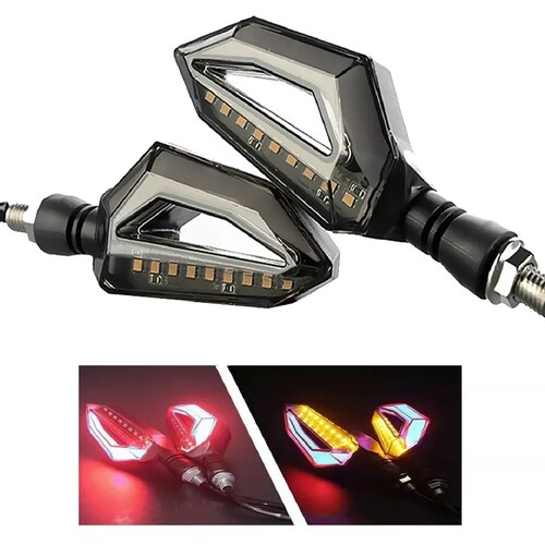 Set 2 Direccionales Focos Faros Led Motocicleta Luces Señal Giro Ambar/Rojo