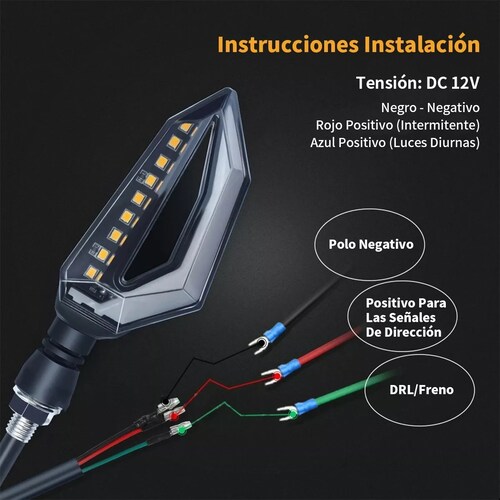 Set 2 Direccionales Focos Faros Led Motocicleta Luces Señal Giro Ambar/Rojo