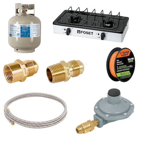 Tanque de Gas 9 kg Portátil mas parrilla mas kit de instalación incluye 7 productos 