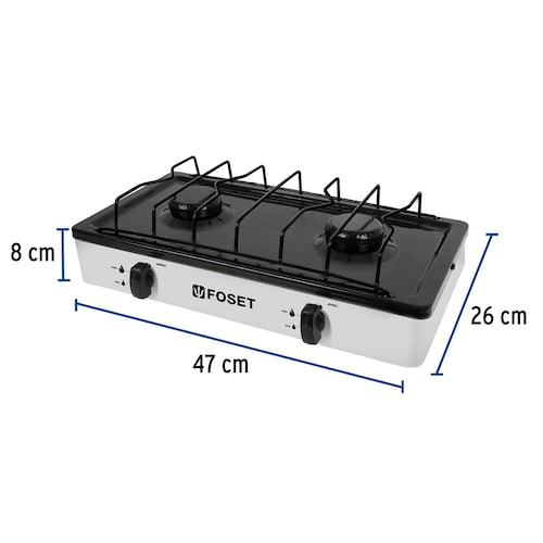 PARRILLA DE 2 QUEMADORES MAS KIT DE INSTALACION MANGUERA -REGULADOR -NIPLES -CINTA