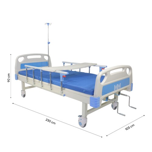 Cama Hospital Manual 2 Posiciones Barandales Aajustables 260kg Incluye Colchon Soporte Suero Hospitalaria