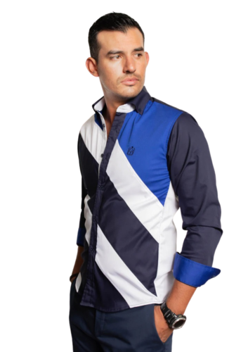 Camisa caballero blanca  con franjas azules Luqtari