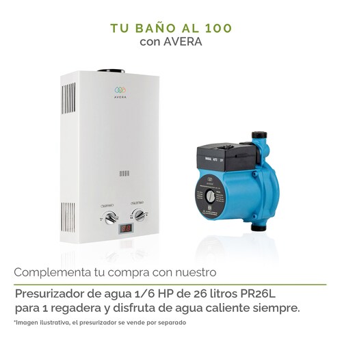 Calentador Boiler de Agua Instantáneo para Gas Natural 1 servicio Avera C6LNAT