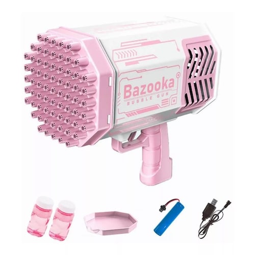 Juguete Pistola Bazooka Bubble Machine Con 69 Agujeros De Burbujas Y Luz