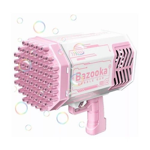 Juguete Pistola Bazooka Bubble Machine Con 69 Agujeros De Burbujas Y Luz