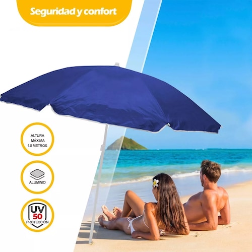 Sombrilla De Playa, Jardín, Con Funda De 1.6m De Diámetro