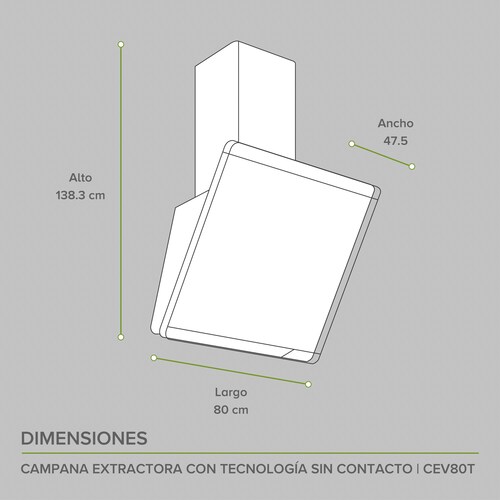 AVERA Campana Extractora De Pared 80 CM Touchless CEV80T 