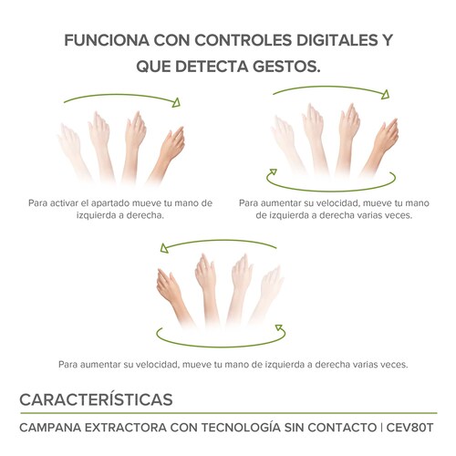AVERA Campana Extractora De Pared 80 CM Touchless CEV80T 