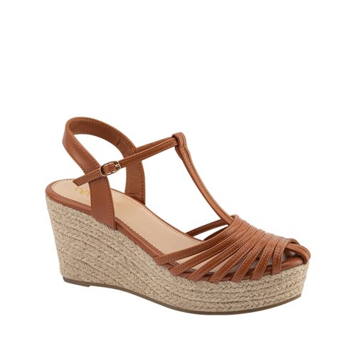 Sandalia Vi Line color cognac con plataforma de yute, mod. 1063835