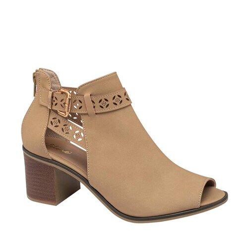 Sandalia tipo botín con tacón Vi Line color taupé, 1084729