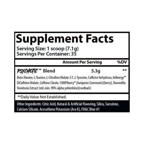Pre-Entreno Insane Labz Psychotic Hellboy 247g 35 serv. - Limonada