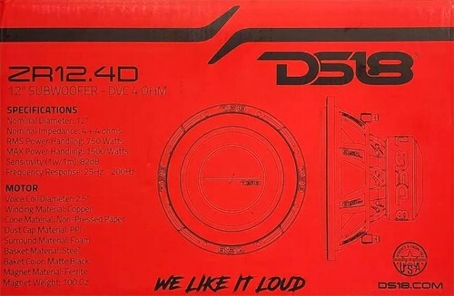 Subwoofer Ds18 De 12 Pulgadas Zr12.4d 750rms Calidad Potente.