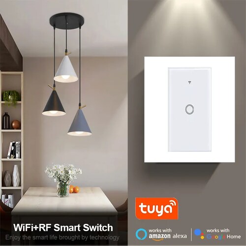 Interruptor Apagador Inteligente Wifi en Elegante Cristal Templado con 1 Boton de Contacto Touch es Compatible con Asistentes Alexa y Google / Master / IOT-WLSWITCH1