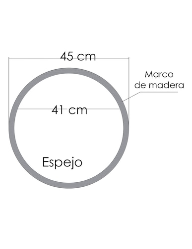 Espejo Redondo Con Marco De Madera Parota 45 cm acabado natural