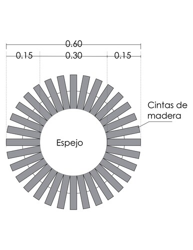 GLCS GLAUCUS Espejo Redondo Pared 60CM Madera Marco Grande