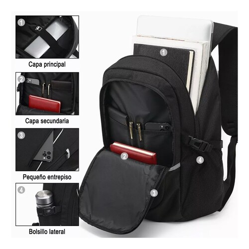 Mochila Antirrobo De 30l Con Cargador Usb Laptop 15.6 Impermeable