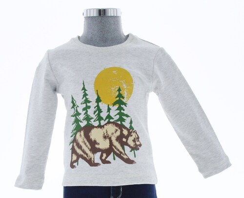 Playera Niño Gris Manga Larga T Shirt 3297 1 a 6 Años.