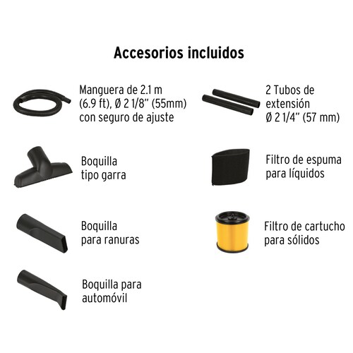 Aspiradora de solidos y liquidos de 12 gal, plastica, Truper 101509