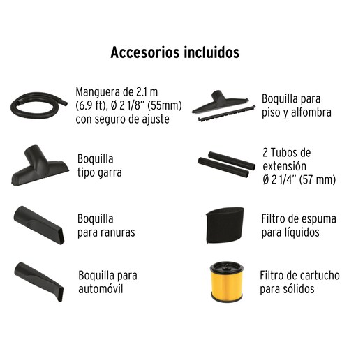 Aspiradora de solidos y liquidos de 16 gal, plastica, Truper 101520