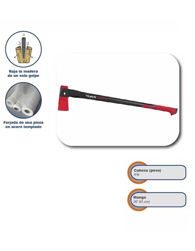 Hacha Ultra Ligera De Acero Templado Para Rajar Madera 91 Cm