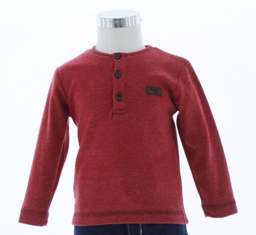 Playera Niño Color Rojo Manga Larga T Shirt 3300 1 a 6 Años.