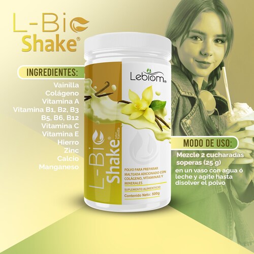 Malteada de Vainilla, proteina,control de peso 500g Shack Lebiom