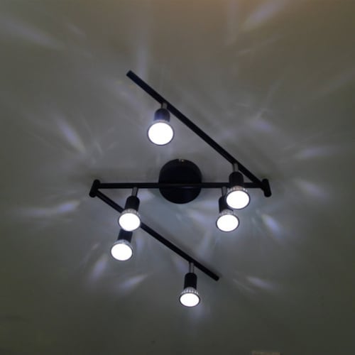 Lámpara De Techo De Riel Ajustable Con 6 Luces Negro