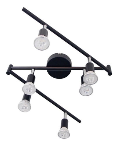 Lámpara De Techo De Riel Ajustable Con 6 Luces Negro