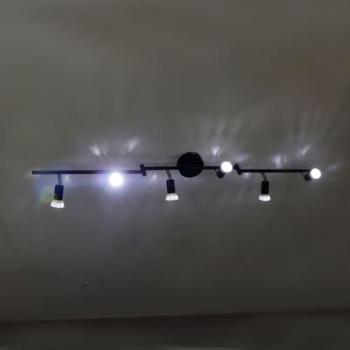 Lámpara De Techo De Riel Ajustable Con 6 Luces Negro