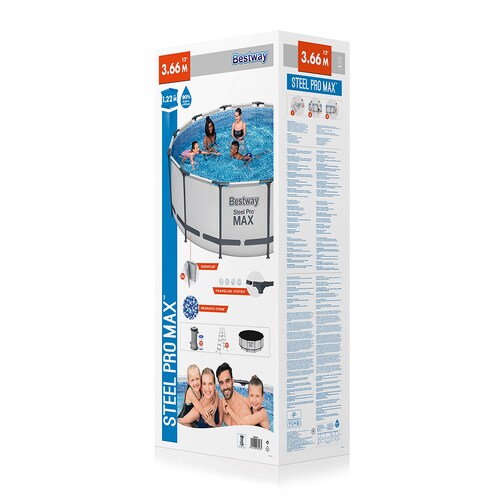 Alberca Estructural Redonda Bestway 122 Cm Con Bomba Gris.