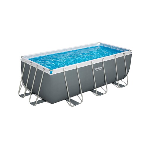 Alberca Estructural Rectangular Bestway 412 Cm Con Bomba Gris