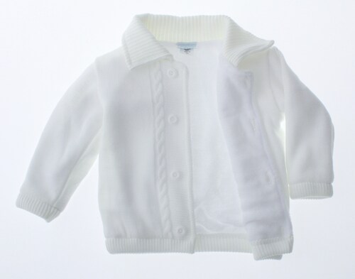 Abrigo Niño Blanco Bebe Chamarra Tejida 3319 0 a 4 Años.