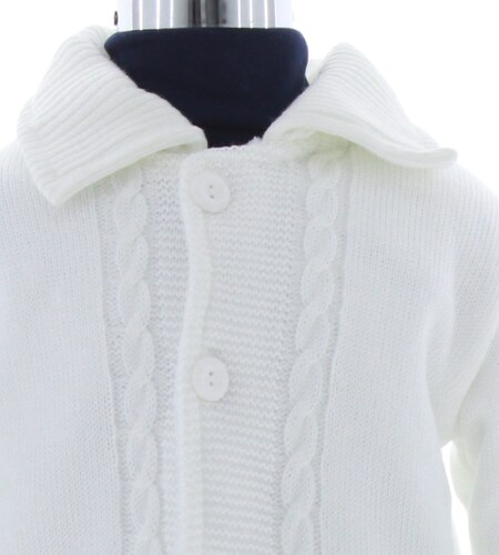 Abrigo Niño Blanco Bebe Chamarra Tejida 3319 0 a 4 Años.