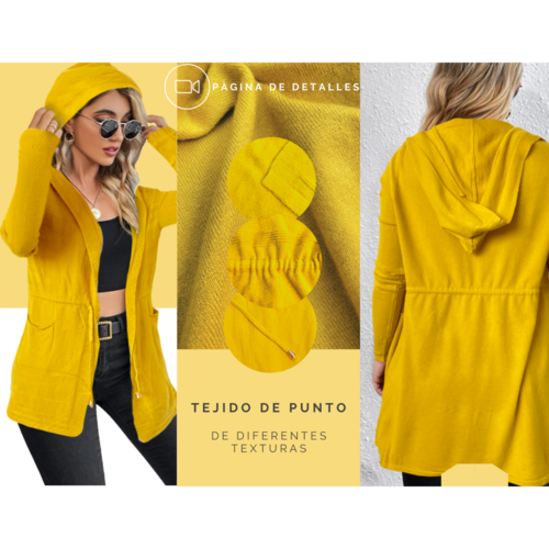 Cárdigan Mujer Largo Ensamble Dama Maxi Suéter Con Bolsas y Capucha.